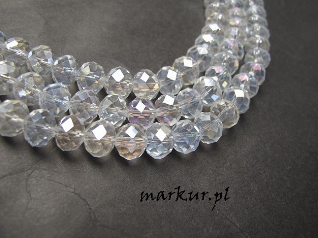 Koraliki szklane AB crystal fasetka oponka  6/8 mm sznur
