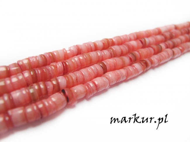 Masa perłowa talarki nieregularne różowe 1-4/6 mm sznur