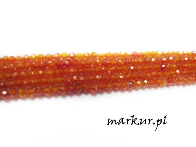 Cyrkon pomarańczowy fasetka kula  3 mm sznur
