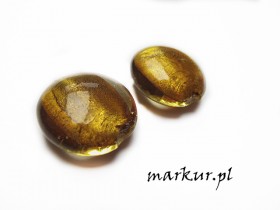 Koraliki szklane złote moneta 28 mm 