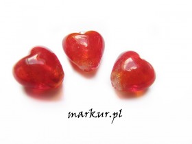 Koraliki szklane czerwone serce 12 mm 