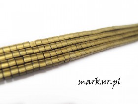 Hematyt złoty trawiony kostka wklęsła 2/3 mm sznur