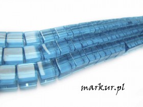 Koraliki szklane turkusowe kostka  8 mm sznur