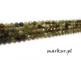 Granat zielony fasetka kula  3 mm sznur