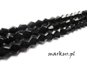 Koraliki szklane czarne bicone   6 mm sznur