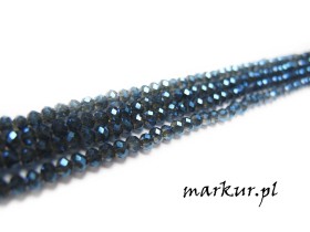 Koraliki szklane AB niebieskie fasetka oponka  2/2 mm sznur
