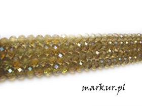 Koraliki szklane AB złoto różowe fasetka oponka  6/8 mm sznur