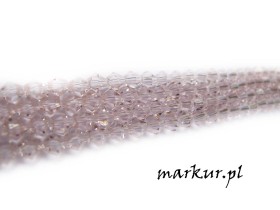 Koraliki szklane różowe bicone   3 mm sznur