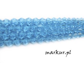 Koraliki szklane błękitne bicone   8 mm sznur