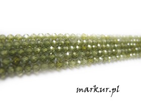 Cyrkon zielony fasetka kula  3 mm sznur