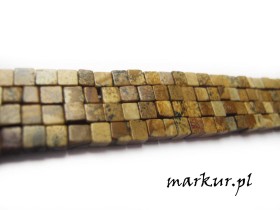 Jaspis krajobrazowy kostka 4 mm sznur