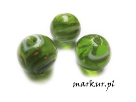 Koraliki szklane zielone kula 16 mm 