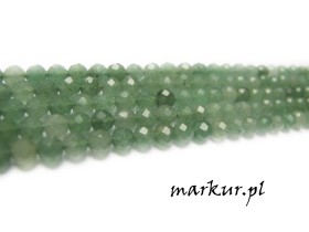 Awenturyn zielony fasetka kula  4 mm sznur