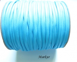 Sznurek jubilerski bawełniany,woskowany błękitny grubość 3 mm opakowanie/100 metrów