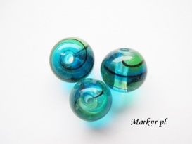 Koraliki szklane niebiesko_zielone kula 10 mm 10 sztuk