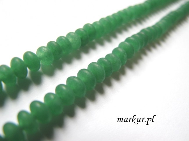 Jadeit zielony trawiony oponka 3/5 mm sznur