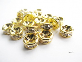 Cyrkonia oponka złota crystal  12 mm  opakowanie 10 sztuk