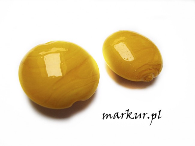 Koraliki szklane żółte moneta 28 mm 