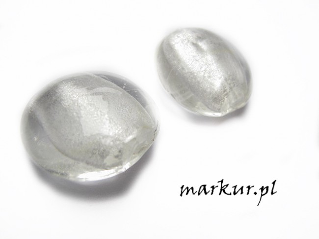 Koraliki szklane białe moneta 28 mm 