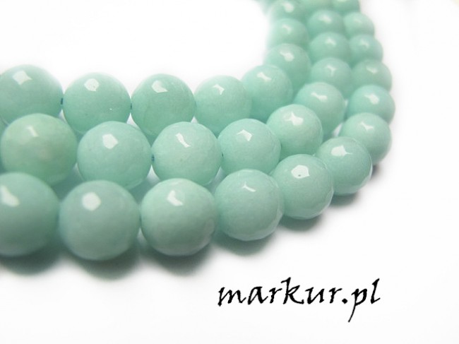 Jadeit miętowy fasetka 128 kula  6 mm sznur