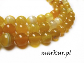 Agat żółty pasiasty kula 10 mm sznur (1)
