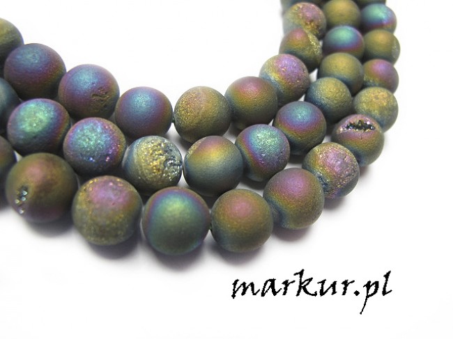 Agat druzy mix kolor kula 12 mm sznur