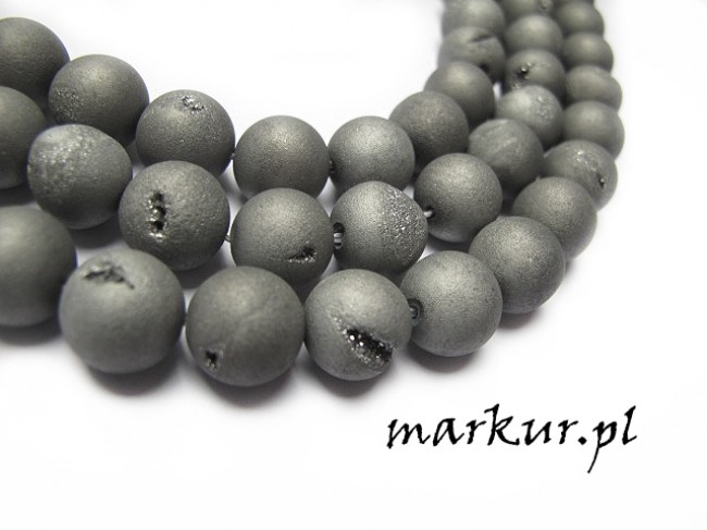 Agat druzy trawiony srebrny kula  8 mm sznur (1)