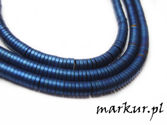 Hematyt kolor niebieski trawiony talarki  1/4 mm sznur