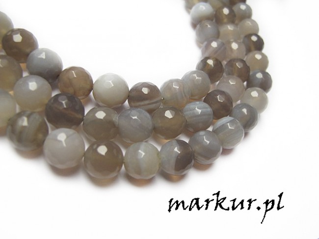 Agat szary fasetka pasiasty kula  6 mm sznur (1)