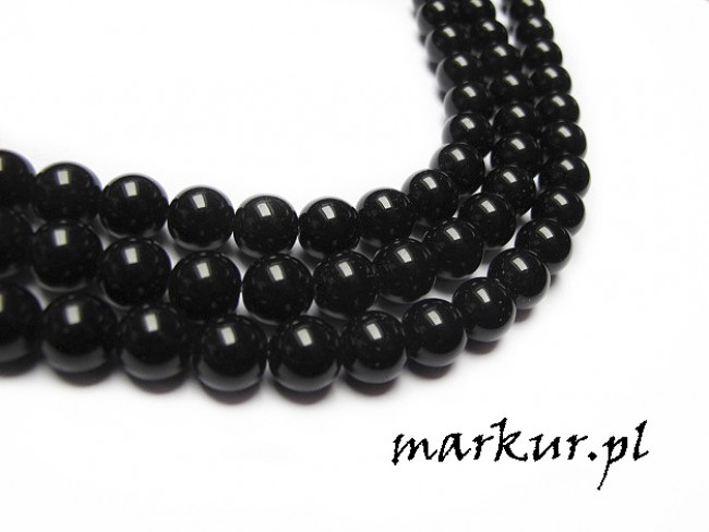Koraliki szklane black stone kula  8 mm sznur (1)