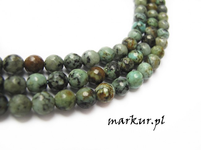 Turkus afrykański naturalny fasetka kula  8 mm sznur (1)