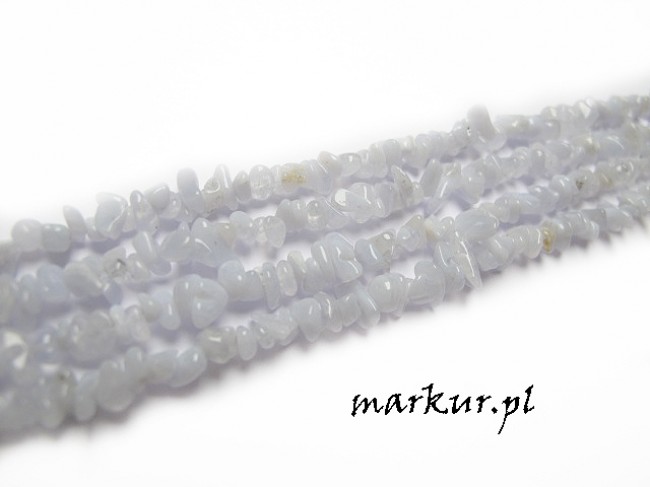 Chalcedon koronkowy sieczka drobna bez ostrych krawędzi  4 - 7 mm sznur