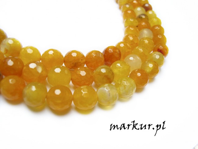 Agat żółto_pomarańczowy matrix fasetka kula  8 mm sznur