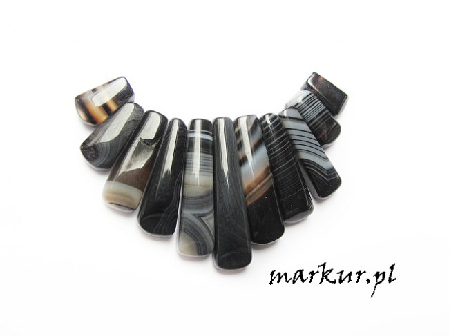 Agat czarny zawieszka zestaw 9-16/11-40 mm