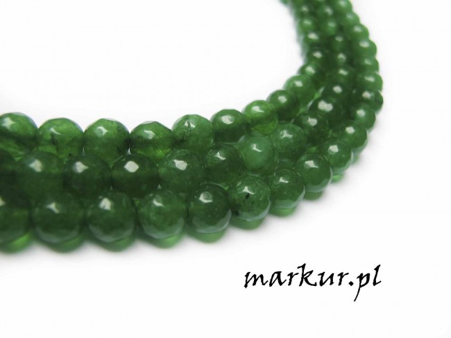Jadeit zielony fasetka kula  4 mm sznur