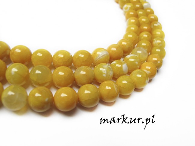 Agat żółty kula  6 mm sznur (1)