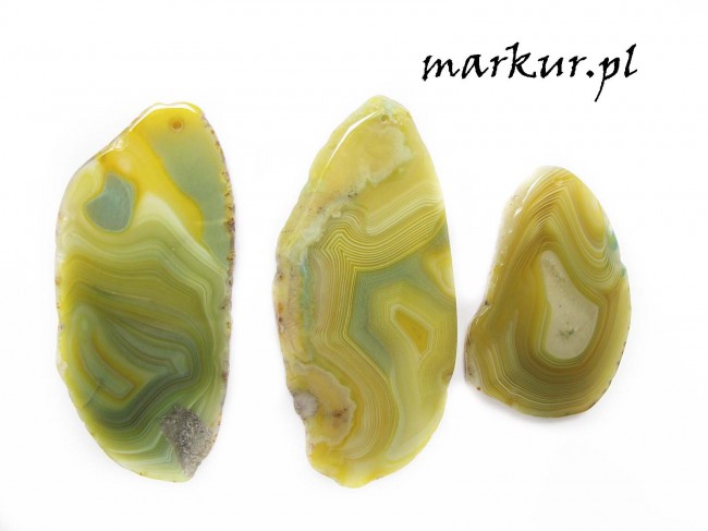 Agat żółto_zielony pasiasty zawieszka plaster nieregularny 60 - 80 mm