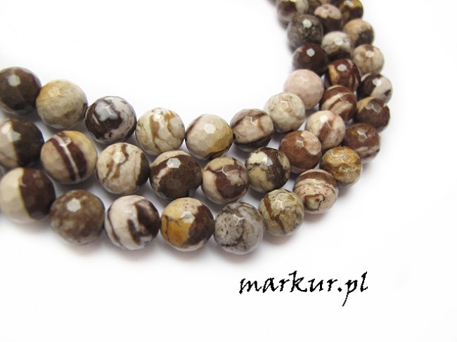 Jaspis zebra brązowy fasetka kula  8 mm sznur (1)