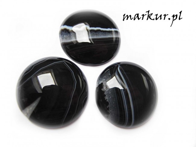 Agat czarny pasiasty kaboszon moneta 25 mm  (1)