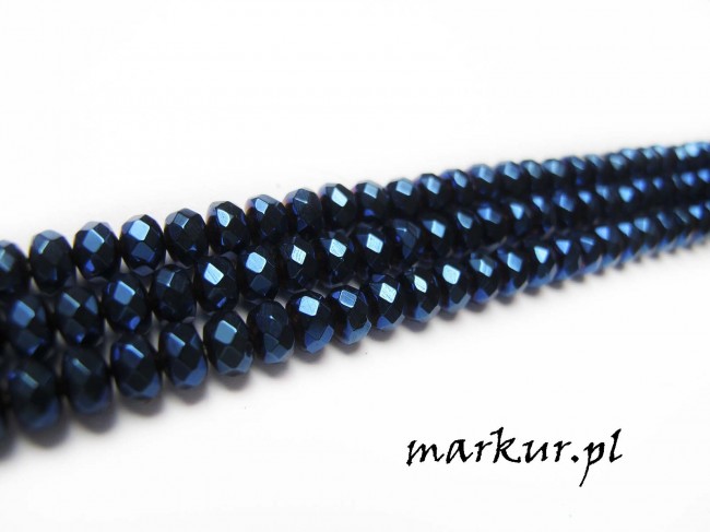 Hematyt kolor niebieski fasetka oponka 2/4 mm sznur