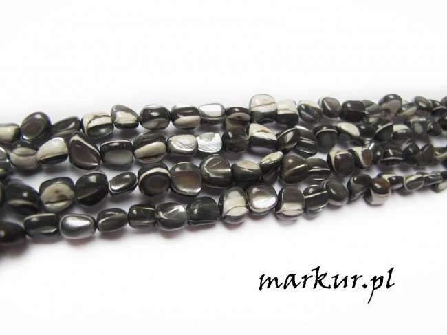 Macica perłowa czarna platerowana nugaty 3 - 6 mm sznur