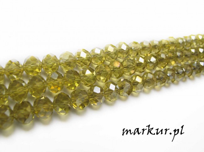 Koraliki szklane AB Yellow fasetka oponka 4/6 mm sznur