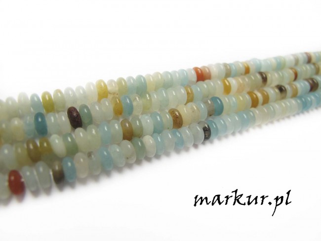 Amazonit multicolor oponka  2/4 mm sznur