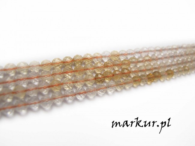 Cytryn naturalny cieniowany fasetka kula  4 mm sznur