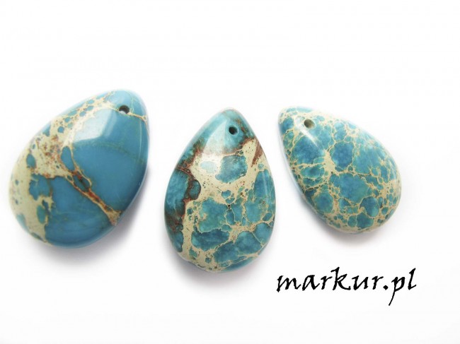 Jaspis impresja turkusowy zawieszka łezka 20/30 mm (1)