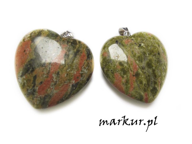 Unakit serce zawieszka 40 mm