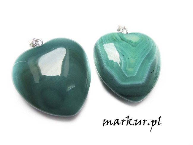 Agat zielony serce zawieszka 40 mm