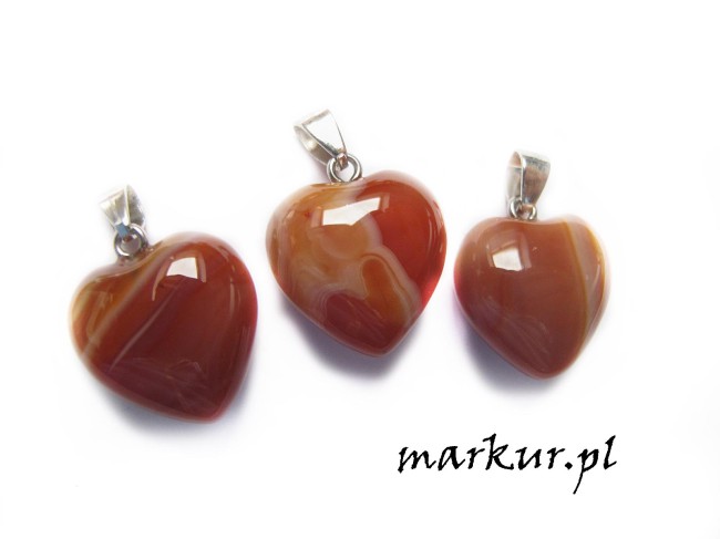 Agat czerwony pasiasty serce zawieszka 20 mm (1)