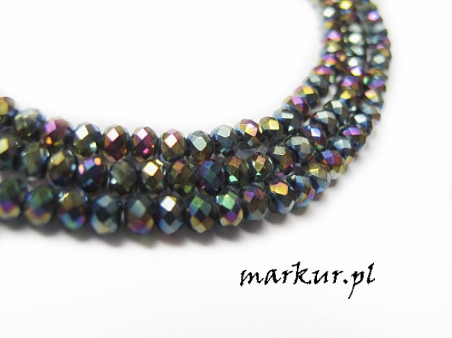 Koraliki szklane Rainbow oponka fasetka  6/8 mm sznur