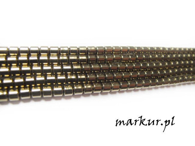 Hematyt kolor pirytu beczka 4/4 mm sznur